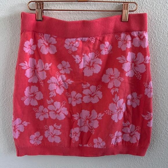 Art Class Tropical Floral Stretch Knit Skirt Thick Waist 100% Cotton XXL - Picture 1 of 5